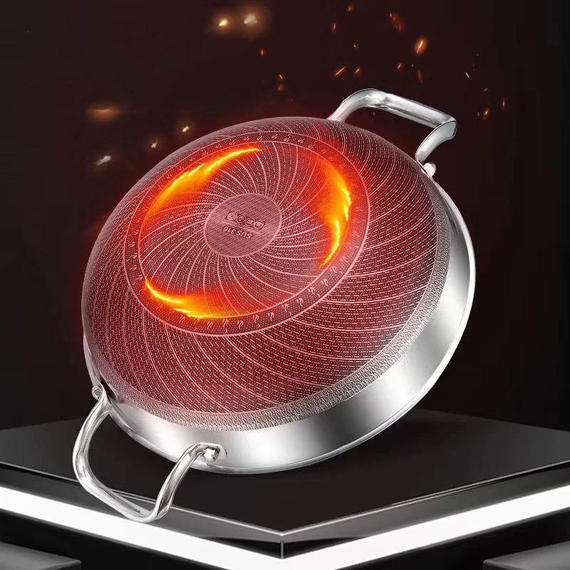 304 Stainless Steel Soup Pot Honeycomb Non-stick Pot with lid Household Hot Pot Induction Cooker Gas Stove Universal Soup Pot