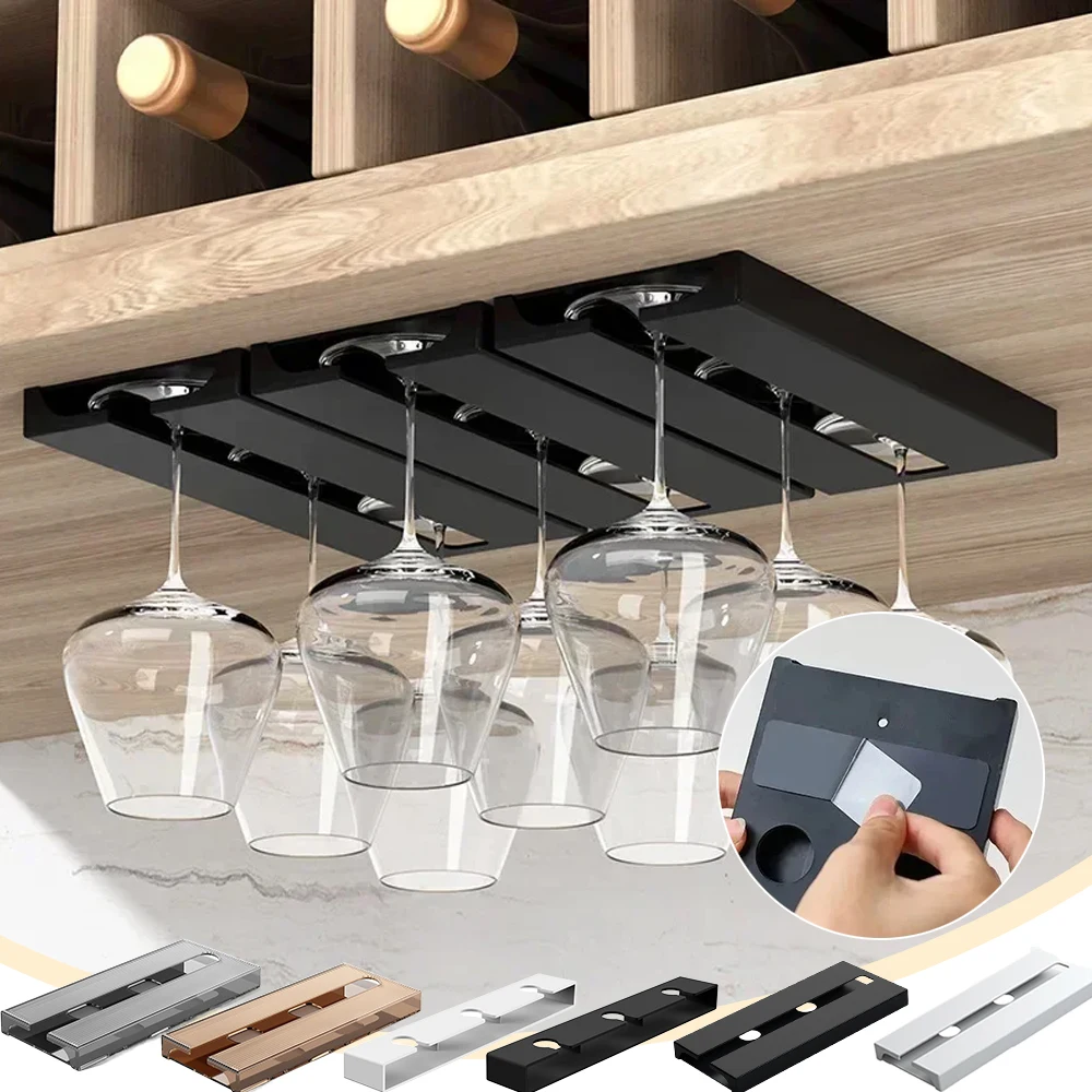 

Wine Glasses Plastic Holder Kitchen Under Cabinet Free Punching Holder Home Goblet Rack Organizer Kitchen Accessory Кухня 컵홀더