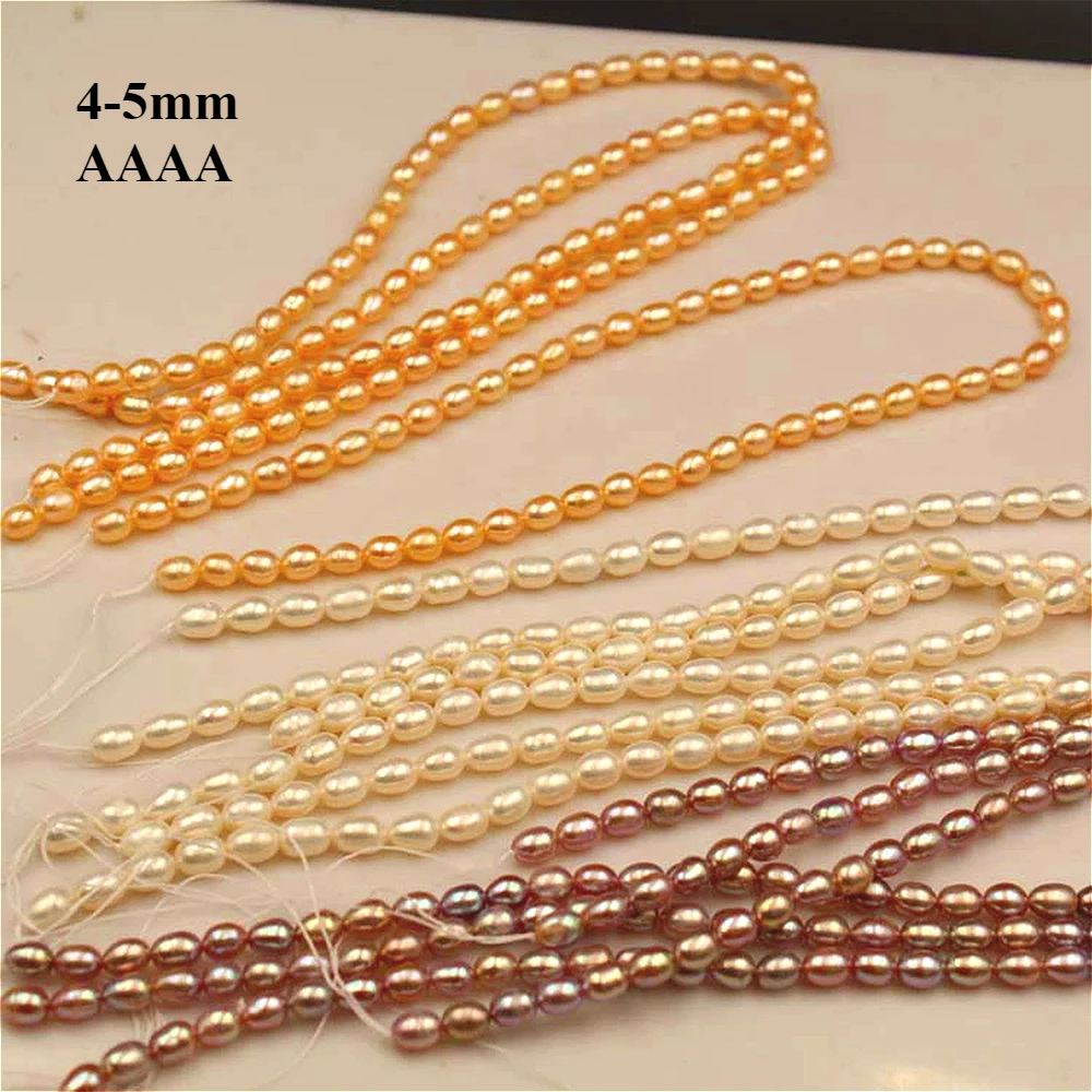 

4-5mm 4A Natural Freshwater Pearls White Orange Bead Rice High Quality Gift Women Jewelry Make DIY Necklace Bracelet Accessories