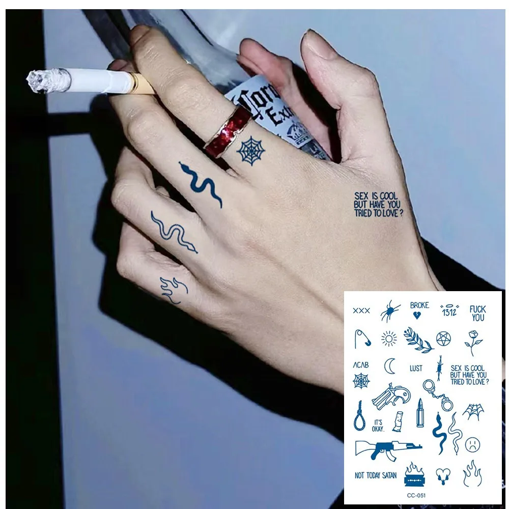 

Small Pattern Long Lasting Temporary Tattoos Herbal Juice Tattoo Stickers Waterproof Semi Permanent Tattoo For Hands Fingers