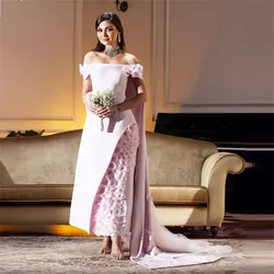 Customized Evening Dress Prom Dearin Off-the-shoulder Column Ankle Length Skirts Vertically Bespoke Occasion Dresses Saudi Arabi