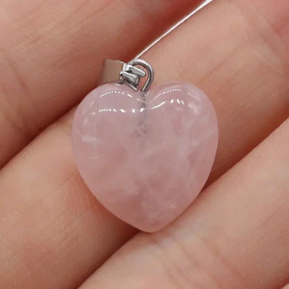 1pcs Natural Gemstone Heart Pendant Fresh Handmade Crafts Making DIY Necklace Earrings Bracelet Gift Jewelry for Women 16x16mm