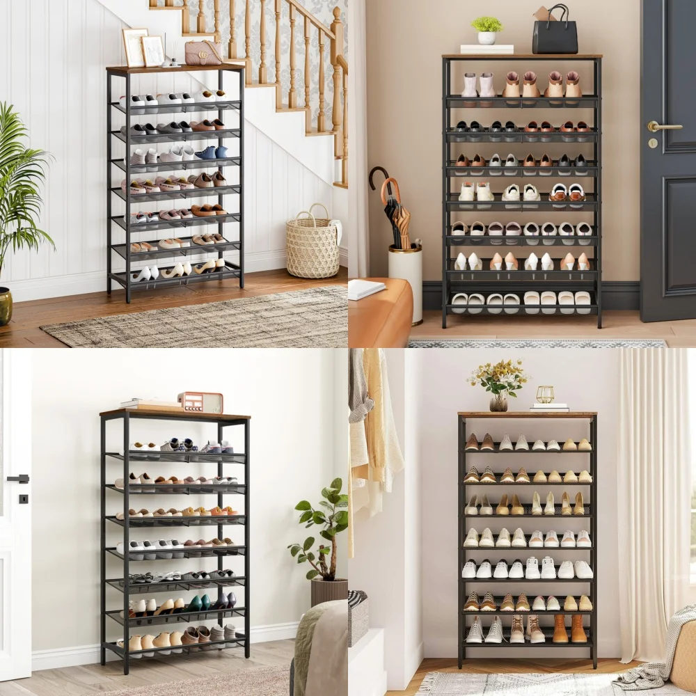 

8 Tier Shoe Rack Large Capacity Storage Organizer for Home Entryway Space Saving Shoe Shelf Closet Organizer Modern Design Floor