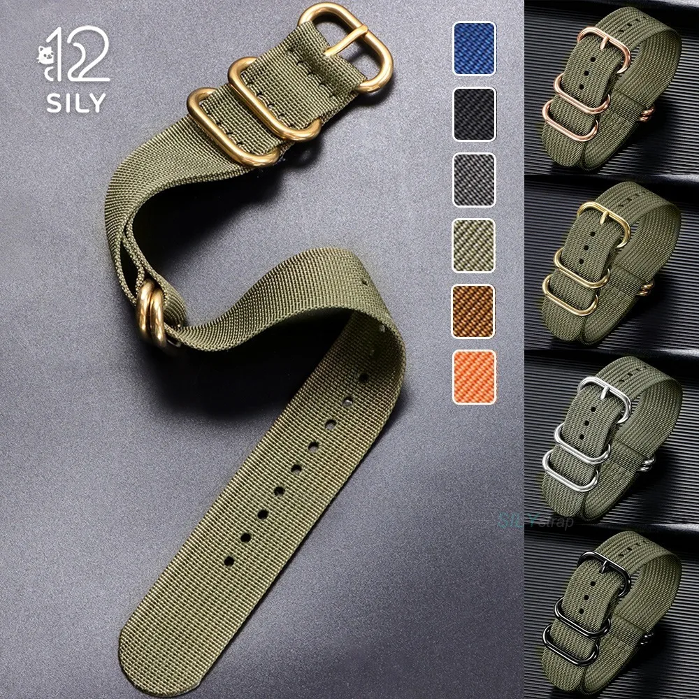 18mm 20mm 22mm 24mm Silver Black Gold Ring Buckle Watches Strap Nylon Man Women for Seiko Ribbed Braid Replace Watch Accessories