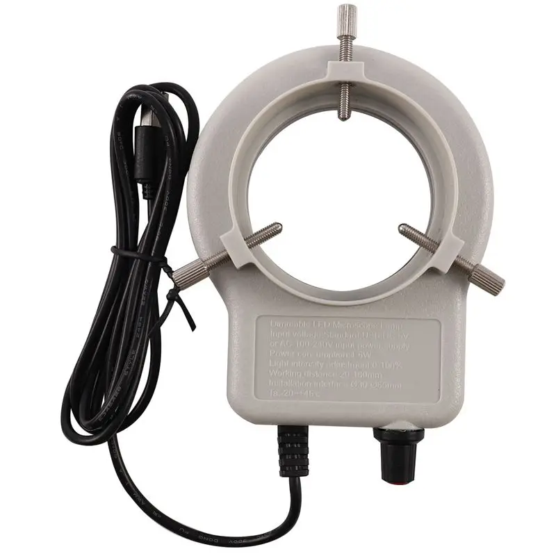 

A02M-6X 48 LED Industrial Microscope Camera Light Source Ring Lamp Light Illuminator Lamp Adjustable Brightness USB Interface