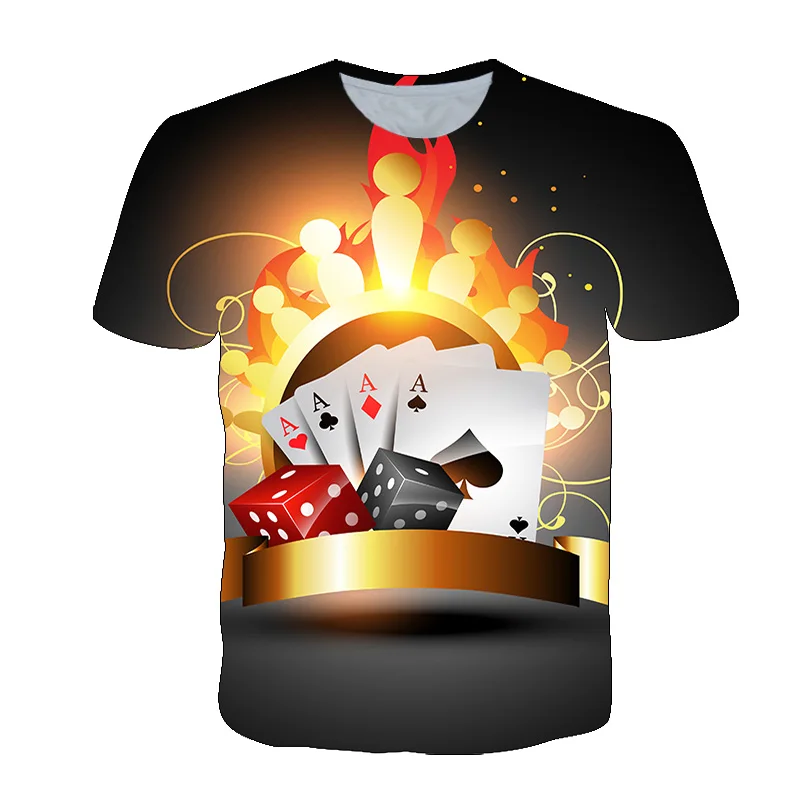 

2024 Fashion Hip Hop Playing Cards Pattern Men t-shirt Summer Casual Interesting Poker Graphic t shirts O-Neck 3D Print T-shirt