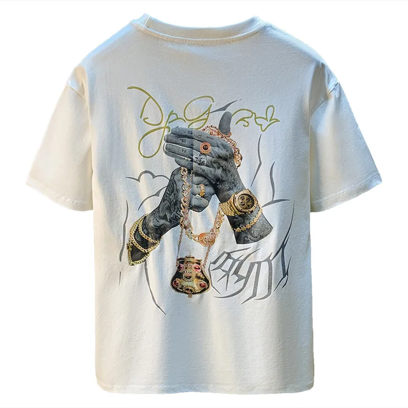 Summer Short sleeved T-shirt for Men 2025 Thin Loose Casual Top Creative Printed High end Mid sleeved Men's Clothing