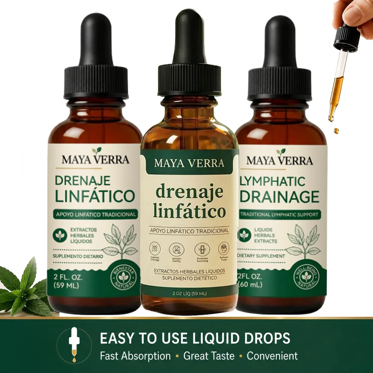 MAYA VERRA Herbal Supplement Lymphatic Drainage Drops, Herbal Body Serum Drops Swelling Relief Detoxify Reduces Body Care