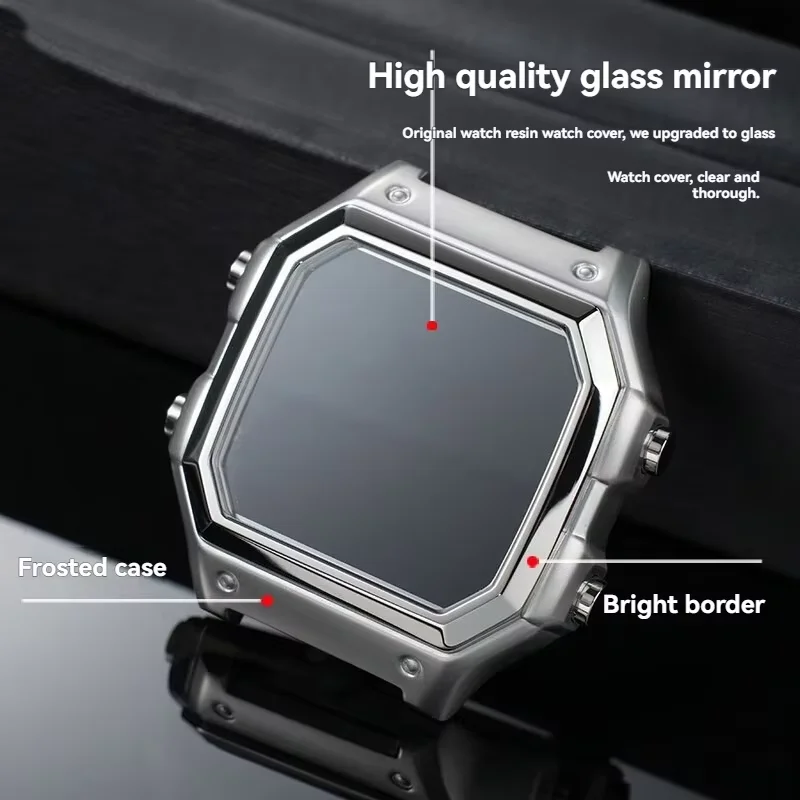 AE1200 Steel Case Mod Kit For Casio AE-1200WH AE-1300 Metal Bezel strap with Mirror Waterproof Ring Tools | ae1200 Upgrade Parts