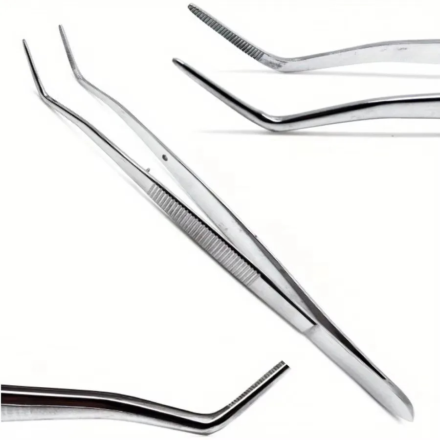 1/2pcs Stainless Steel Multi-Purpose Tweezers Perfect For Nail Art, Dental Crystals Cotton Picking,Dental Oral Mirror Care Kit