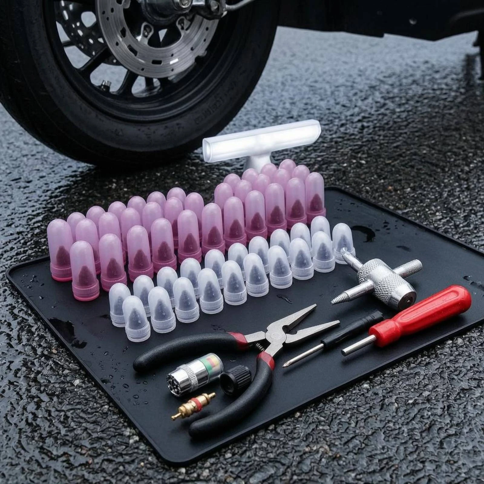 40 Pieces Tire Repair Kit Two Sizes Tire Plug Kit Puncture Repair Set Portable Vehicle Accessory Compact