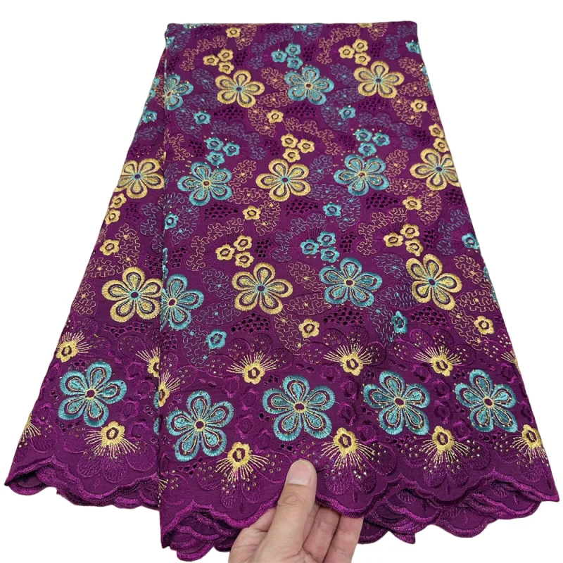 

Швейцарская вуаль, кружево в Швейцарии, 2026, новейшая африканская 100% хлопковая кружевная ткань с вышивкой и камнями, нигерийское кружево, популярный стиль Дубая