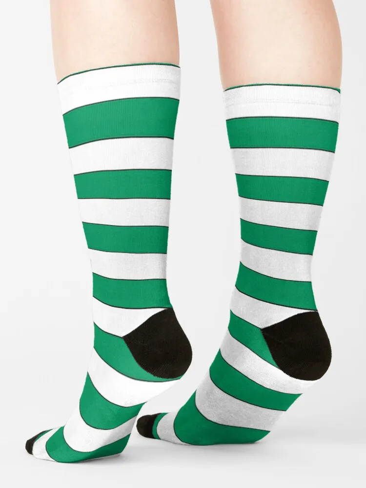 Chaussettes rétro pour femmes, couleurs de l'équipe, créoles vertes et blanches, amusantes