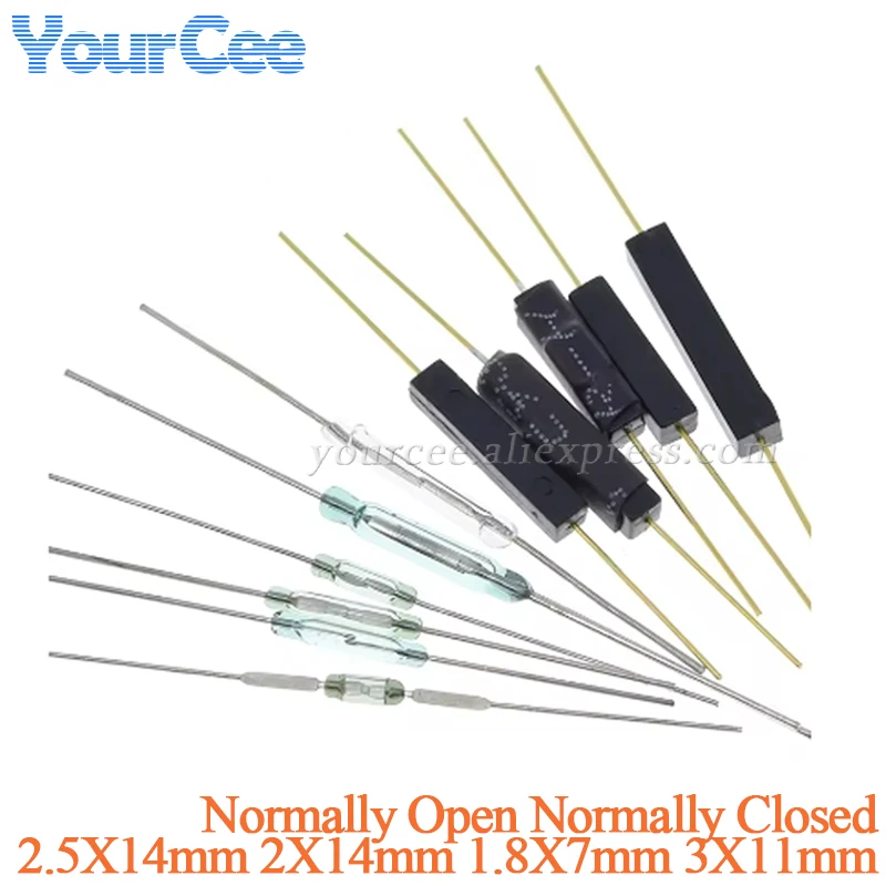 5pcs/lot NO NC Magnetic Conversion Sensor Reed Switch Magnetic Switch Normally Open Normally Closed 4*28MM 1.8*10MM 2*14MM 2.5X4