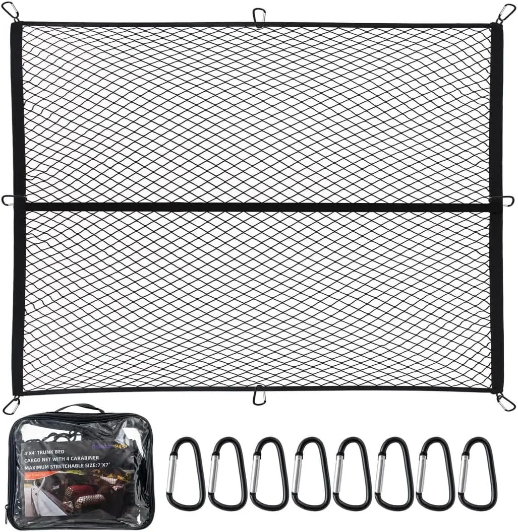 

"Heavy-Duty Pickup Truck Bed Cargo Net - 4x4ft-7x7ft Expandable Elastic Mesh with 8 Metal Hooks for Ford/Dodge RAM/Chevy/Toyota"