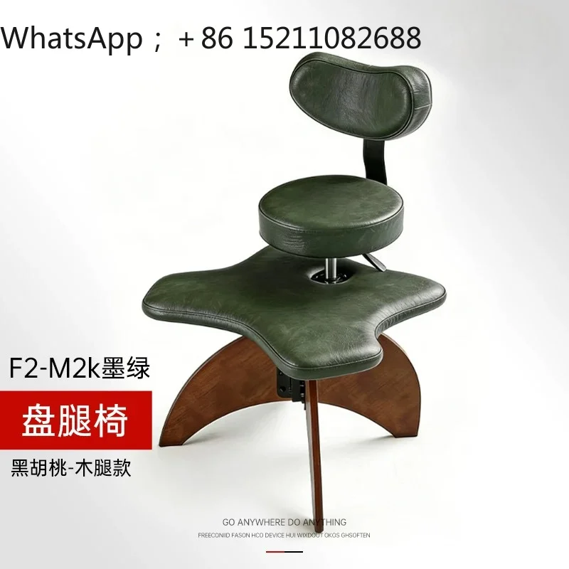 LLY upgraded cross-legged chair stool monkey squatting solid wood monkey stool, sitting without sitting in the photo chair