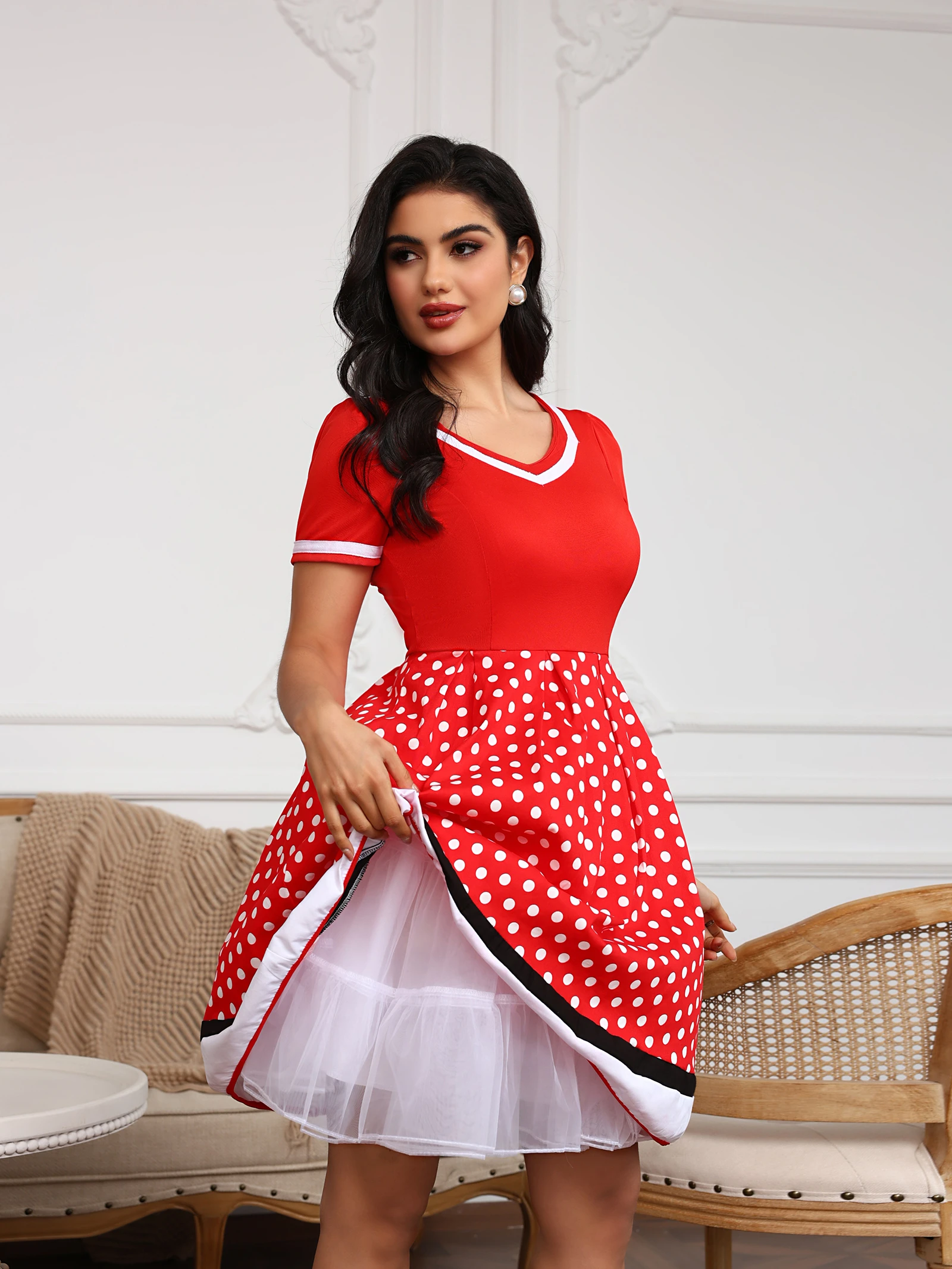 BABYONLINE الأبيض الزفاف ثوب نسائي التنانير القصيرة كرينولين تنورة روكابيلي امرأة الكبار توتو نصف زلات للحزب CPA261 #6