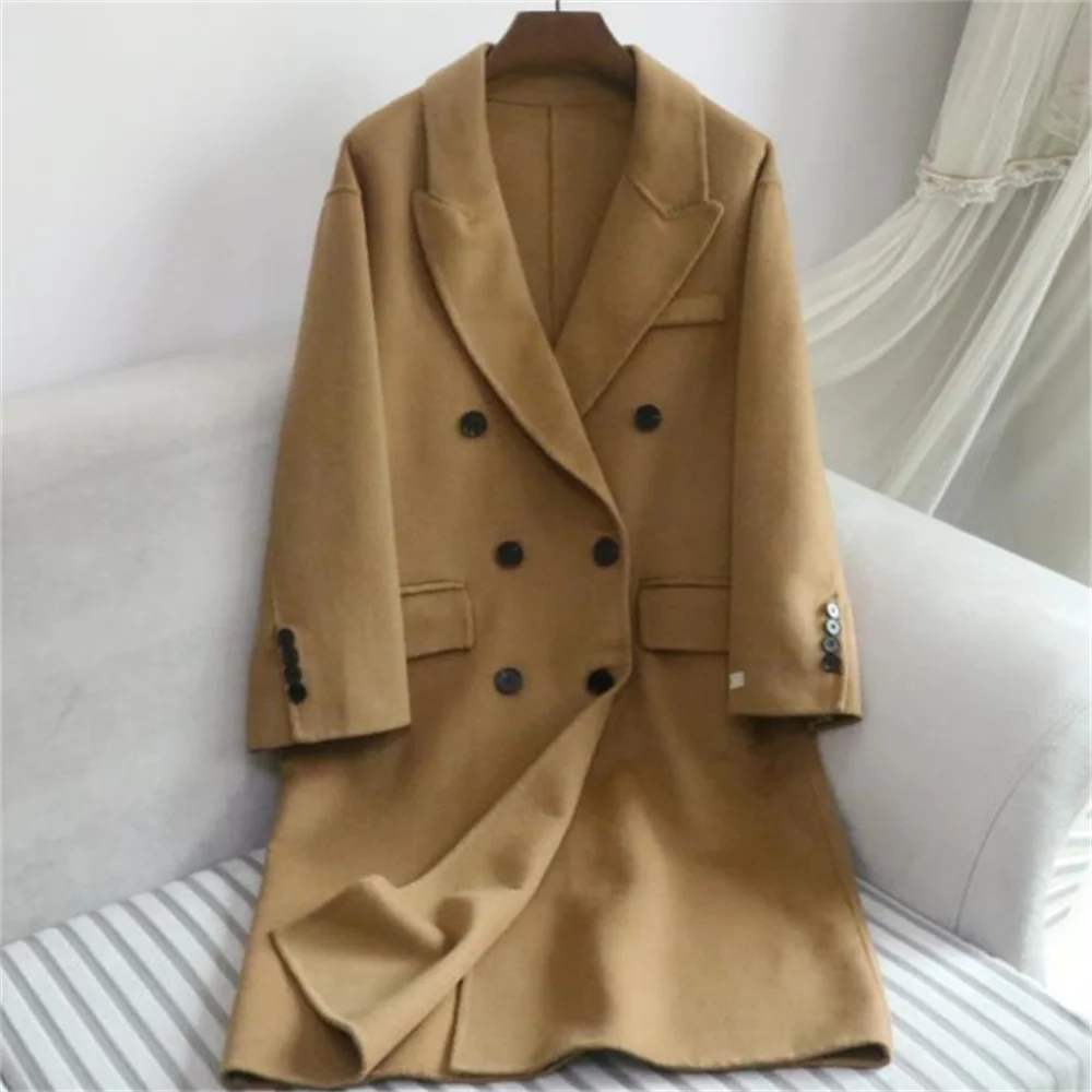 

Double-sided cashmere coat women's long winter 2022 new double-breasted woolen thick coat