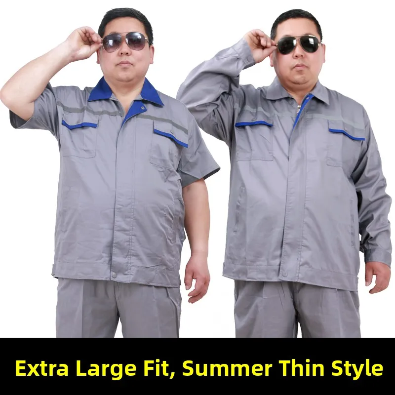 

Large Size Work Uniform Set Men's Extra Loose Long Sleeve Summer Thin Short Sleeve Breathable Labor Protection Clothing