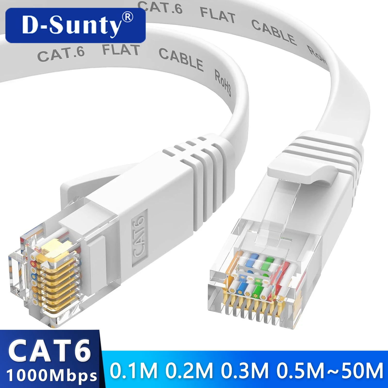 0.1M 0.2M 0.3M 0.5M 50M Cat6 Short Ethernet Cable Flat RJ45 Computer Internet LAN Network Ethernet Patch Cable