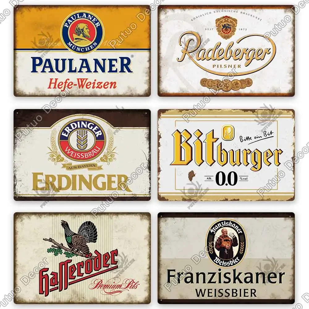 Putuo Decor German Beer Vintage Tin Sign Metal Sign Decorative Plaque Wall Decor Bar Pub Man Cave Living Room Home Decoration