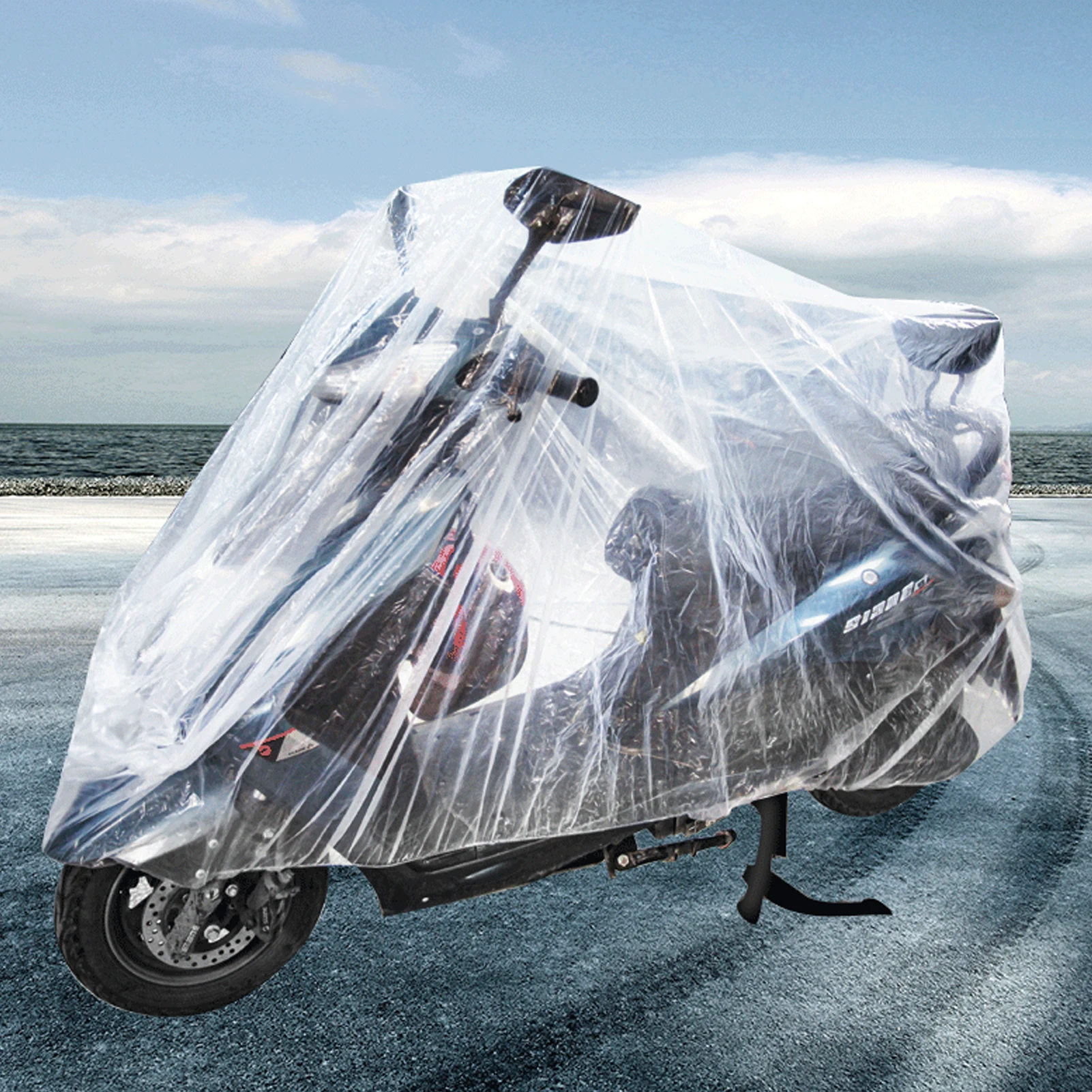 M L XL Disposable Motorcycle Cover Transparent Protector Covers All Season Outdoor Waterproof Bike Scooter Rain Dustproof Covers