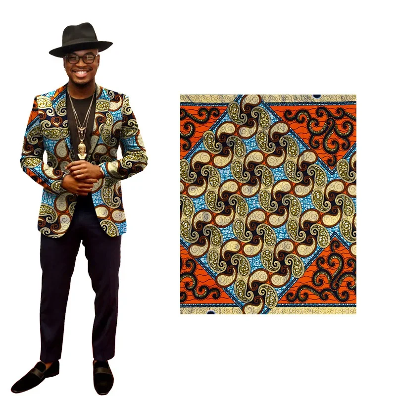 2024 Ankara African Fabric Gold Real Wax Fabric Nigeria Ghana Style Tissu Sewing Dress Craft DIY 100% Cotton 6yards