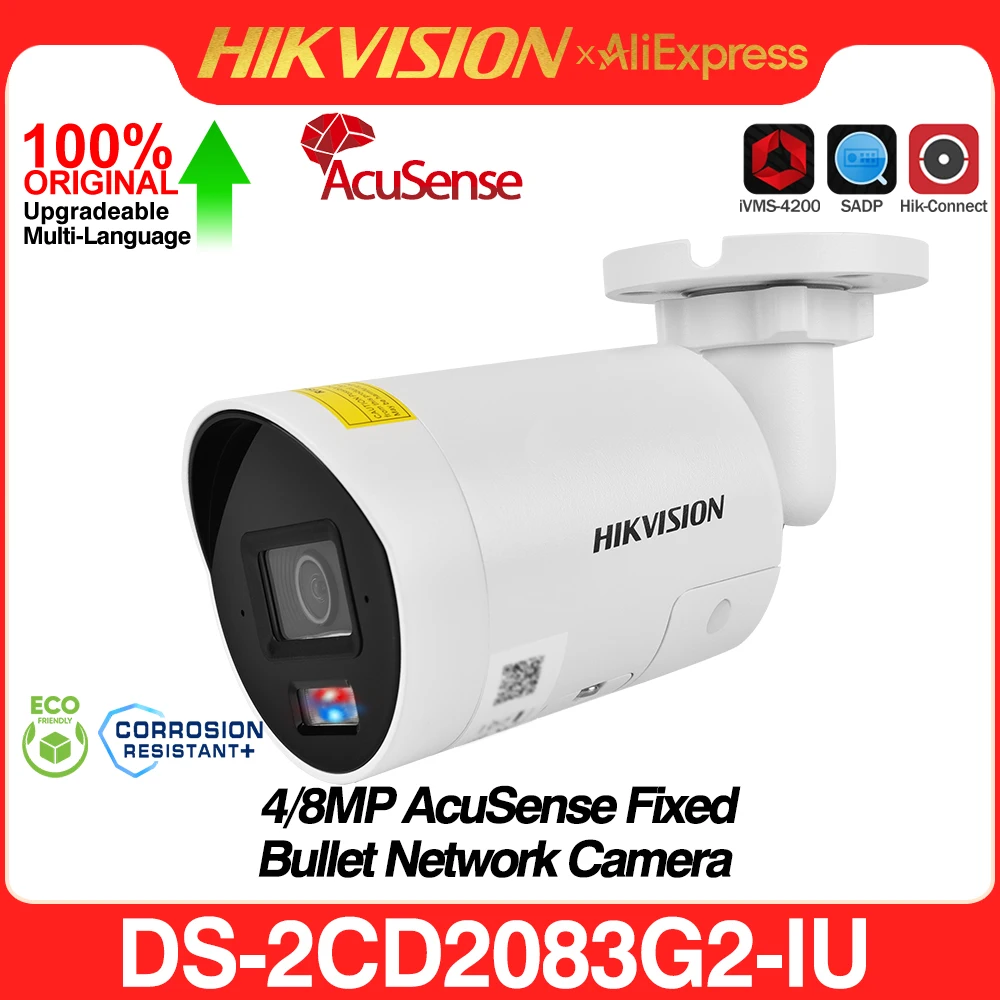 

Оригинальная 8-мегапиксельная камера Hikvision DS-2CD2083G2-I&DS-2CD2083G2-IU Poe с поддержкой AcuSens с обнаружением движения лица, умная домашняя пулевидная камера