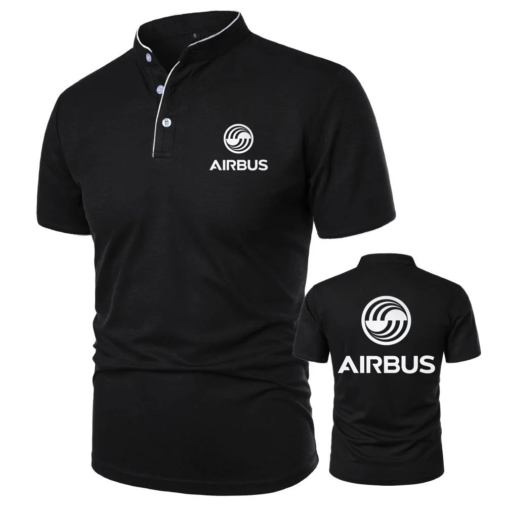 Mens Short Sleeve Polo Shirt AIRBUS AVIATION Flight Airbusfan A320 Tee Vintage Henley Shirt Mesh Cotton T-Shirts Camping Tshirt