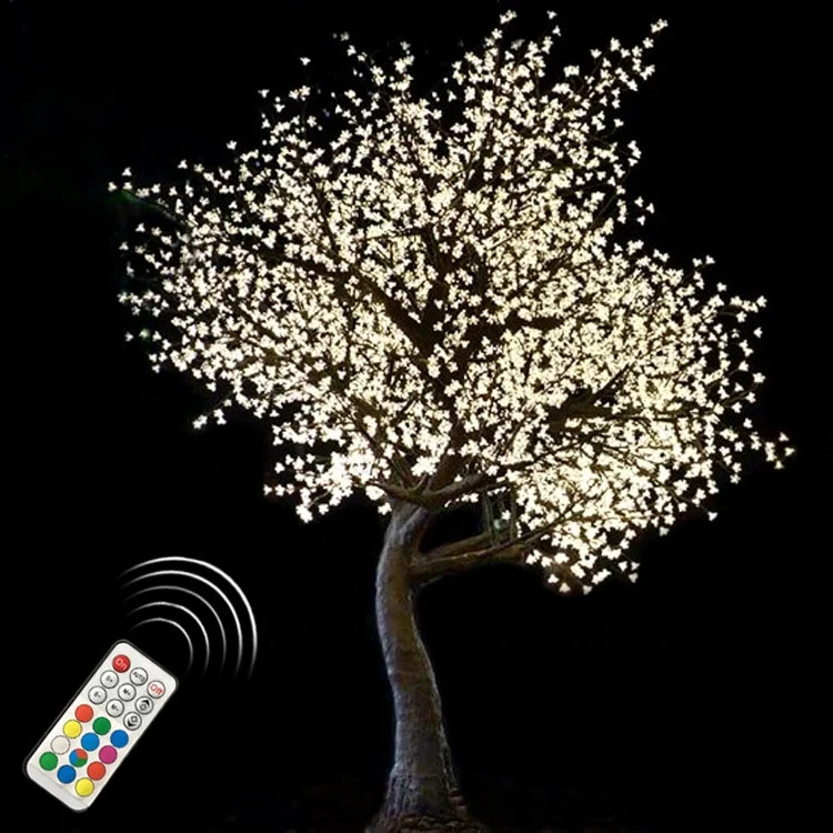 Outdoor Garden View Christmas Day Decoration 10ft Artificial RGB Color Changing Cherry Blossom Light Emitting Diode Tree Light