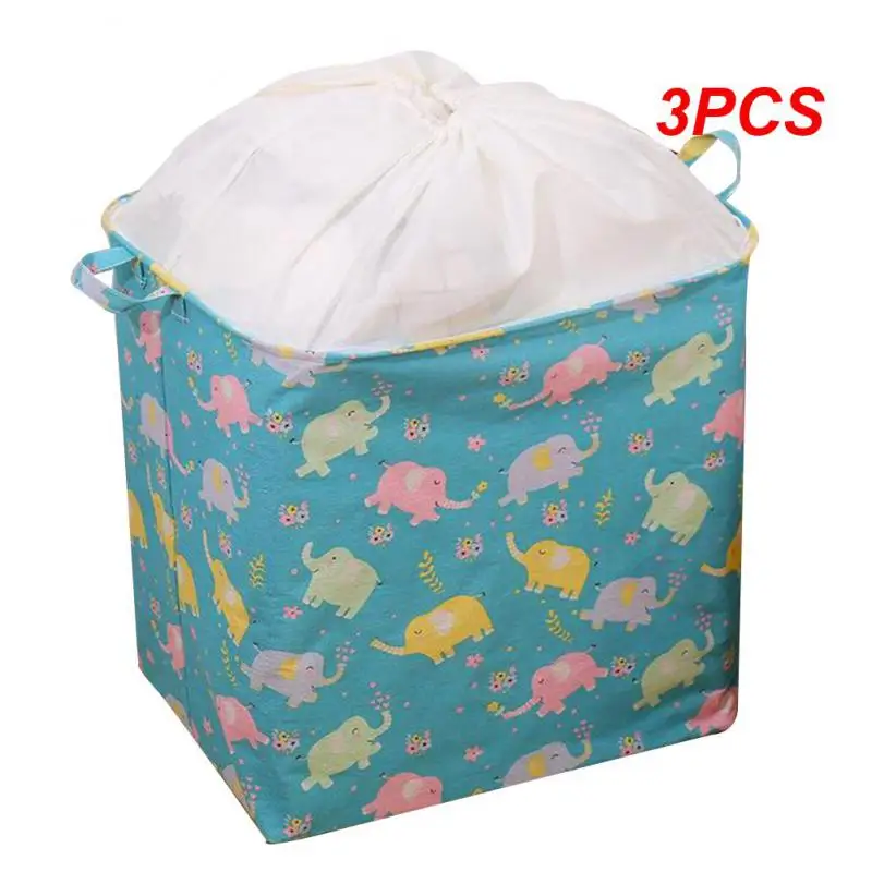 Clothes Storage Box Cartoon Waterproof Cotton Linen Fabric Folding Cube Washing Basket Storage Basket New Large Capacity