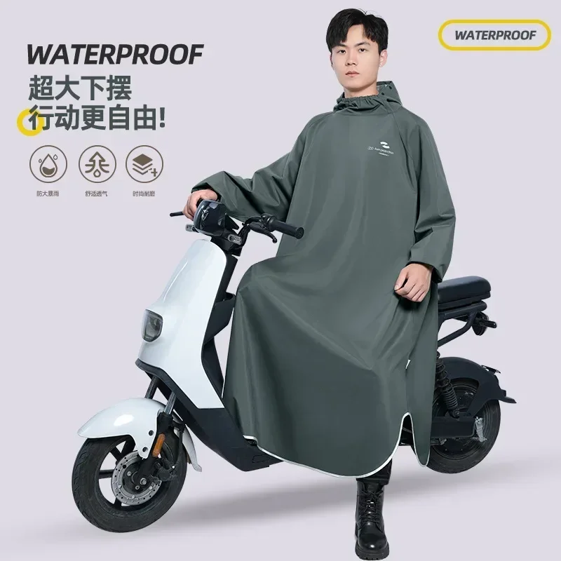 Thickened Oversized Single Riding Poncho Large Body Raincoat Hooded Motorcycle Rider Raincoat for Women and Men