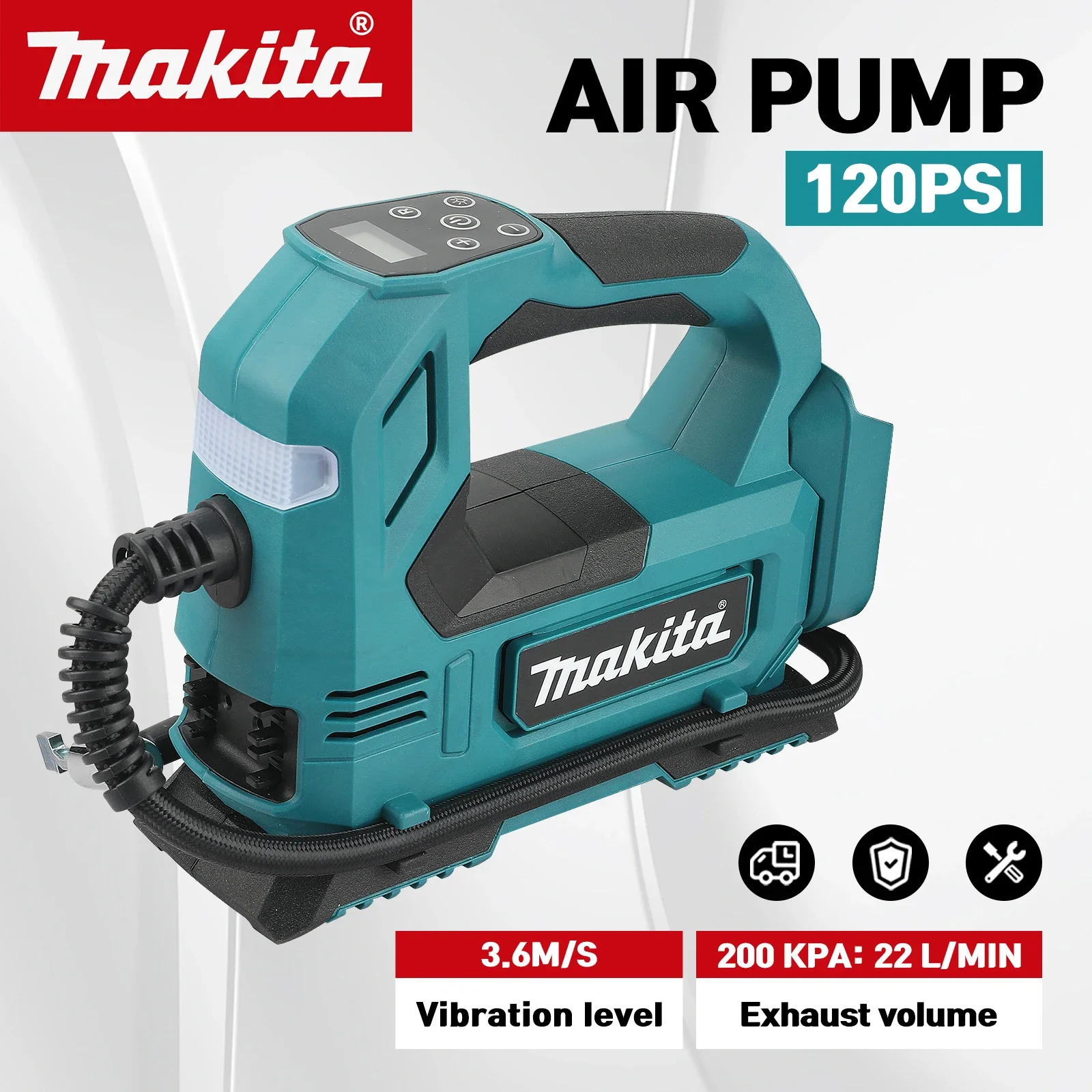 

Автоматический беспроводной электрический насос Makita DYS59 (без аккумулятора) для накачивания шин, портативный воздушный компрессор для аккумуляторов Makita 18В