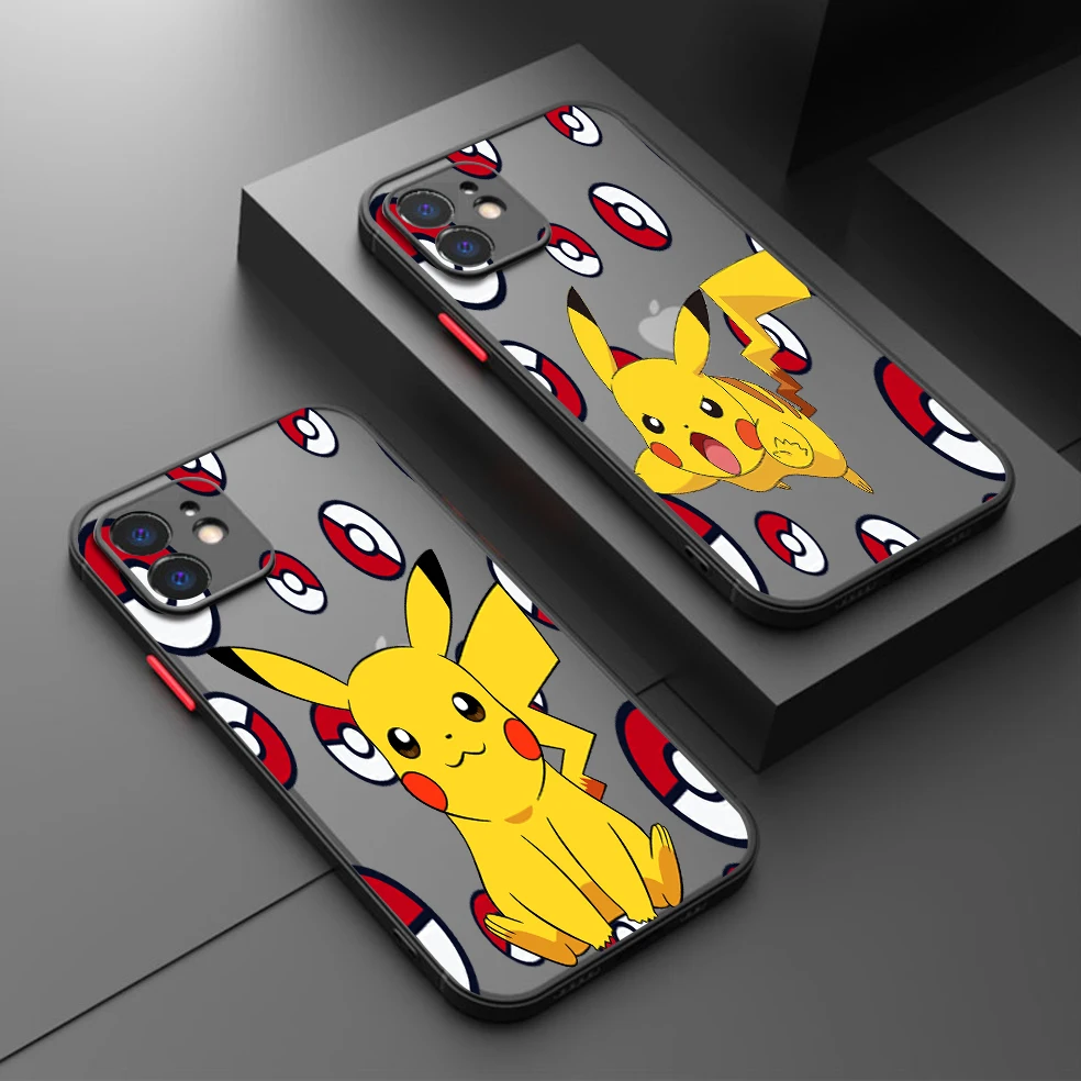 Bilibili P-Pokémon P-Pi-kachu Mode Phone Case For iPhone 15 14 13 12 11 Pro Max mini XS XR X 8 7 6 Plus SE Frosted Cover