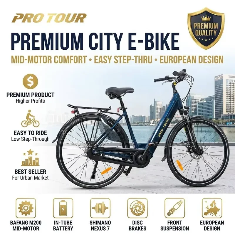 2026Hot Low Step City E-Bike M200 Mid Drive 250W 36V14Ah Nexus 7-Speed 45KM CE Aluminum Brushless Pedal-Assist