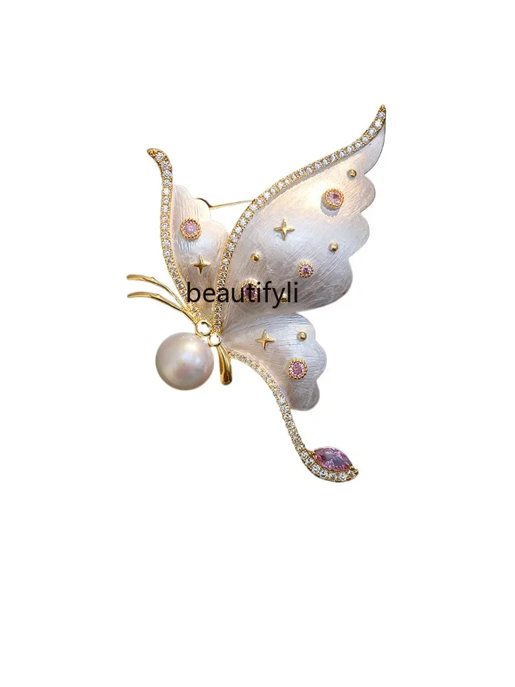 

Freshwater pearl butterfly brooch high-end women's exquisite fashion high-end corsage pin accessories