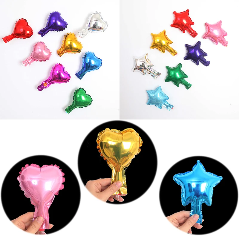 Globo de película de aluminio con estrella de cinco puntas brillante de 5 pulgadas, Mini bola inflable con forma de corazón dorado y rosa, decoración para fiesta de cumpleaños, juguete para niños