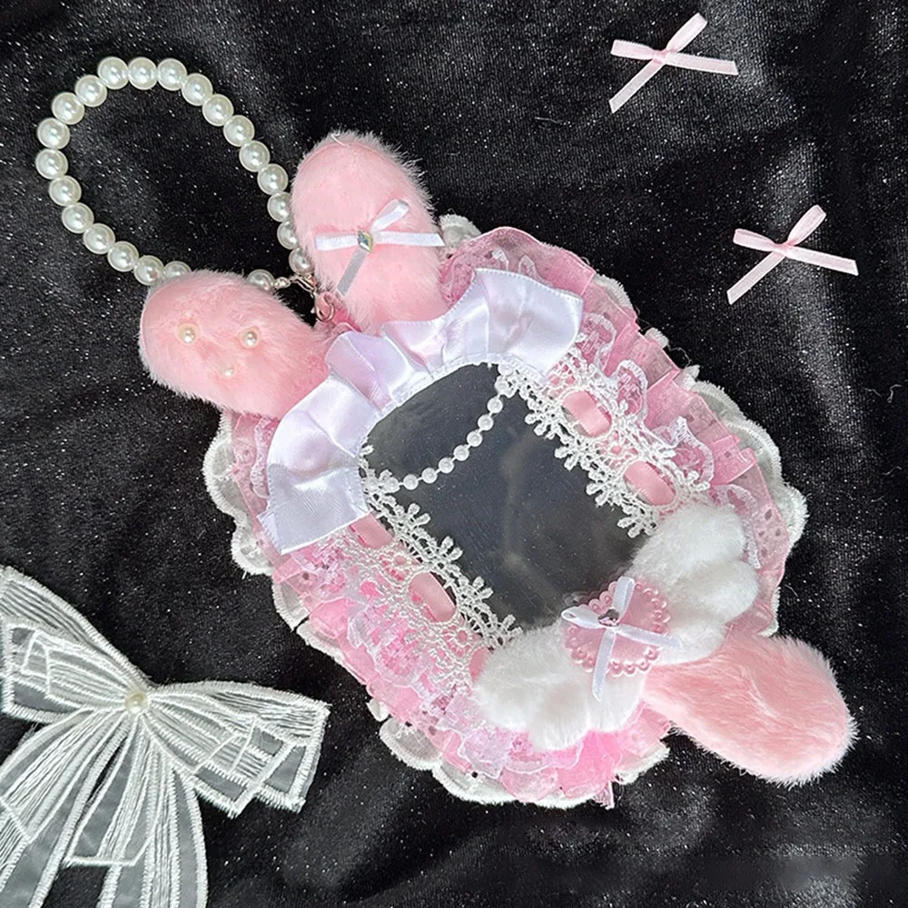

Cute Pink Bow Card Holder Lace Photo Protector Case Anime with Ribbon Photocard Holder