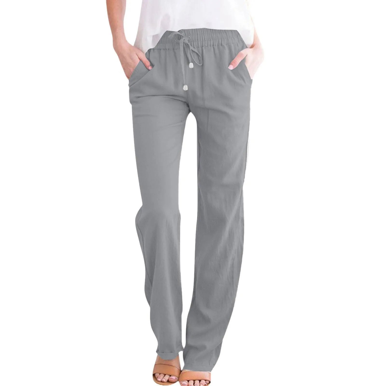 

Retro Loose Y2k Cotton Linen Harem Pants Women Summer Harajuku High Waist Elastic Ankle-length Pants Oversize Casual Pants New