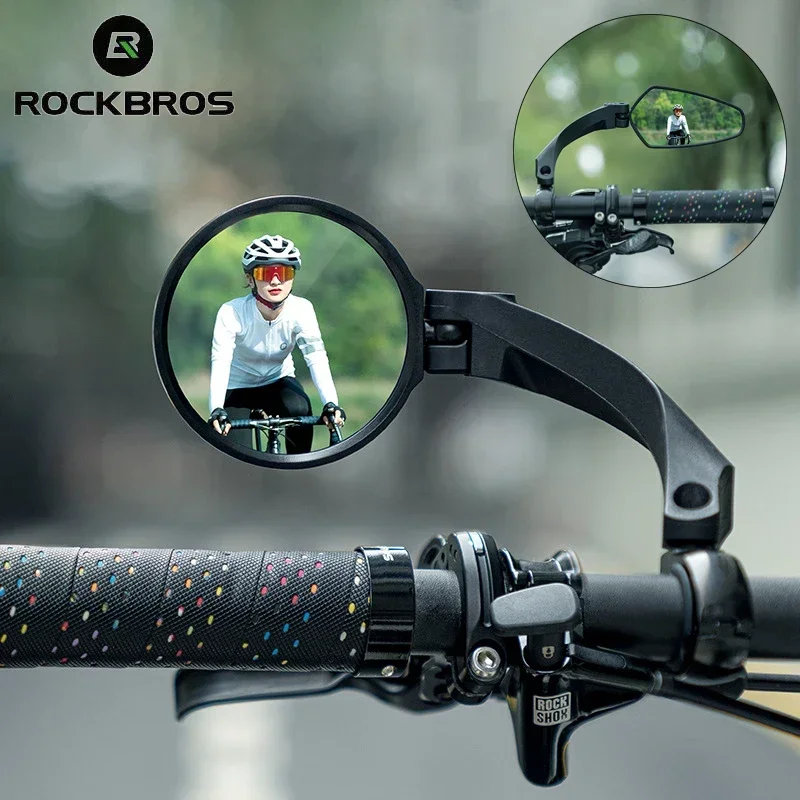 ROCKBROS 자전거 백미러, HD 오토바이 스쿠터, MTB 핸들 바 백미러, 360 ° 조절 가능, 사이클링 자전거 액세서리