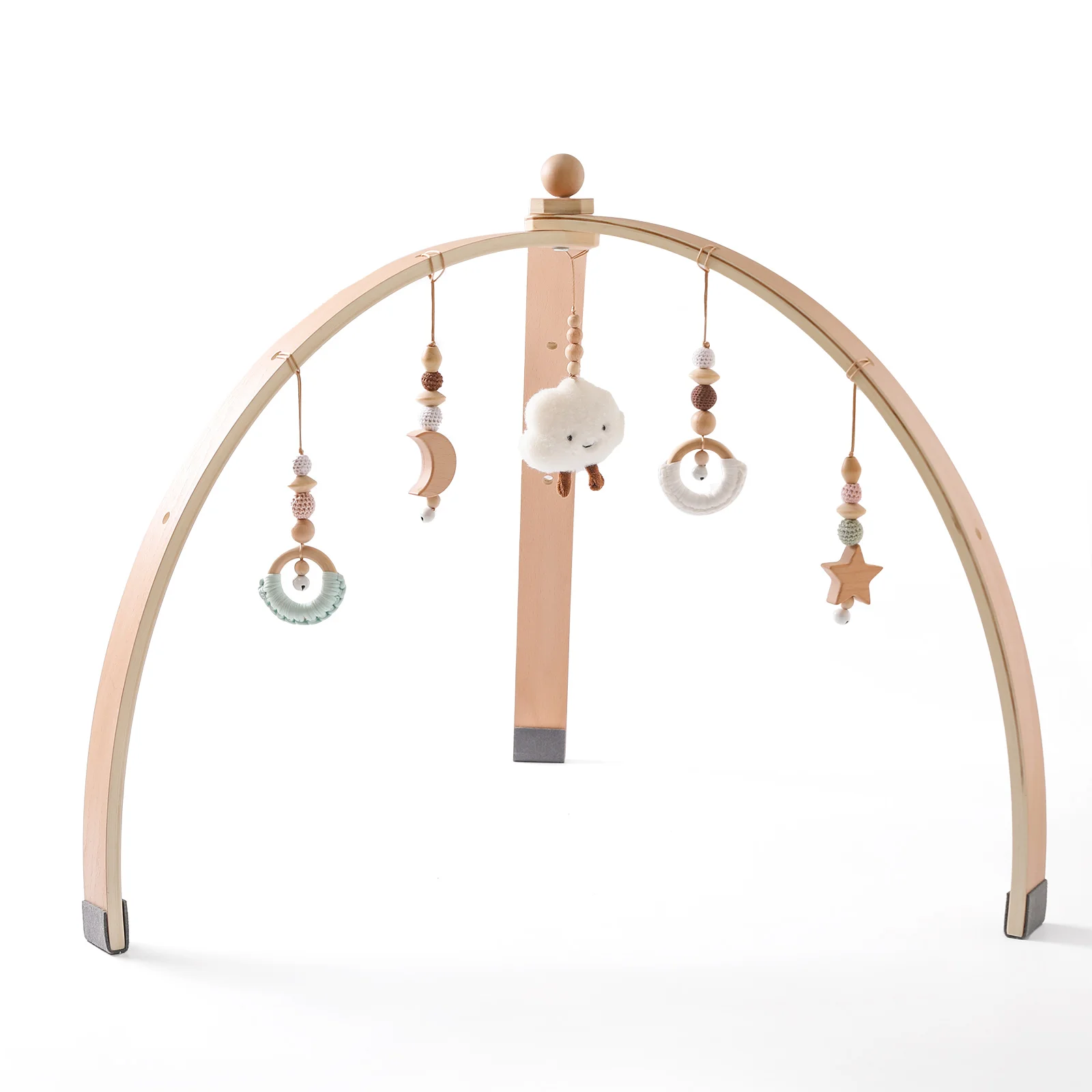 PMZ1215/PMZ1351 Wood Baby Sports Toy Triangular Fitness Frame Activity Play Gym with Teething Toy and Gym Play Mat