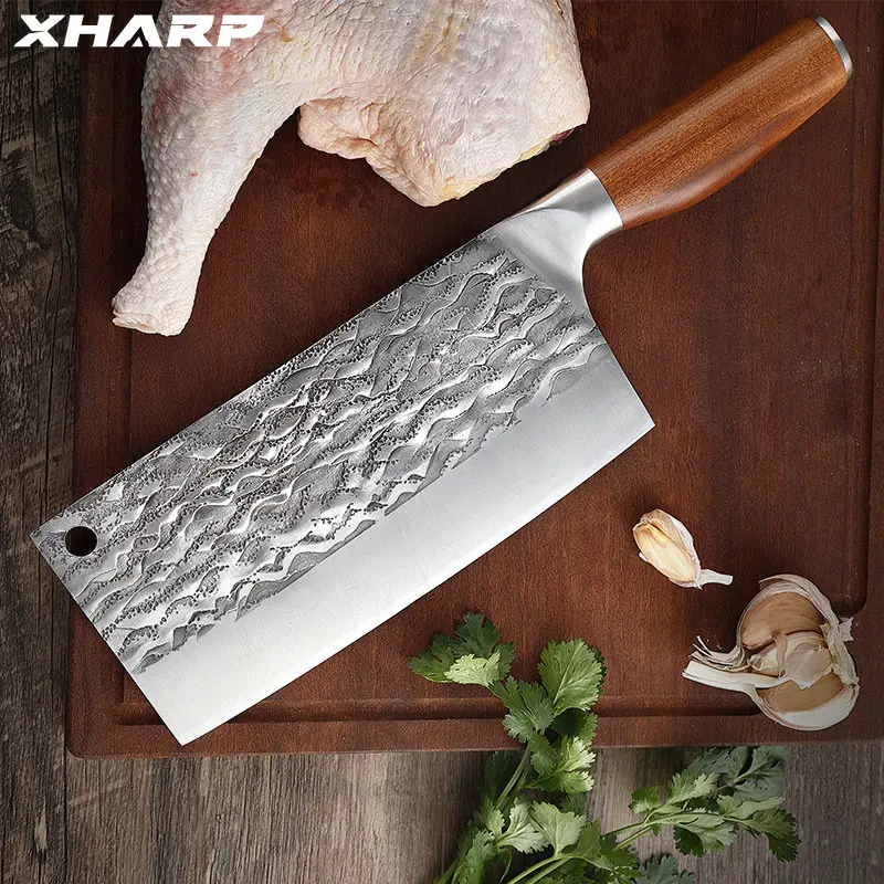 

Handmade Kitchen Knives 5Cr15mov High Carbon Forged Cleaver Chopping Bone Slicing Meat Knife Germany Steel Knife Sets New Arrive