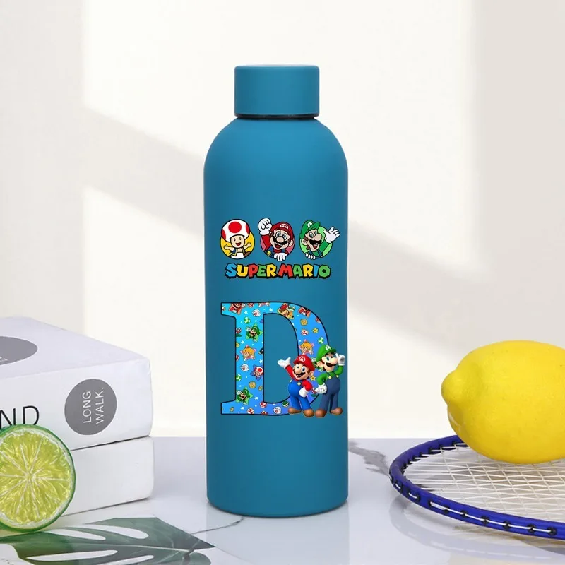 Super Mario Bro Edelstahl Isolierte Tasse Cartoon Brief Gedruckt Wasser Tassen Männer Frauen Tragbare Mode Wasser Flasche Geschenke