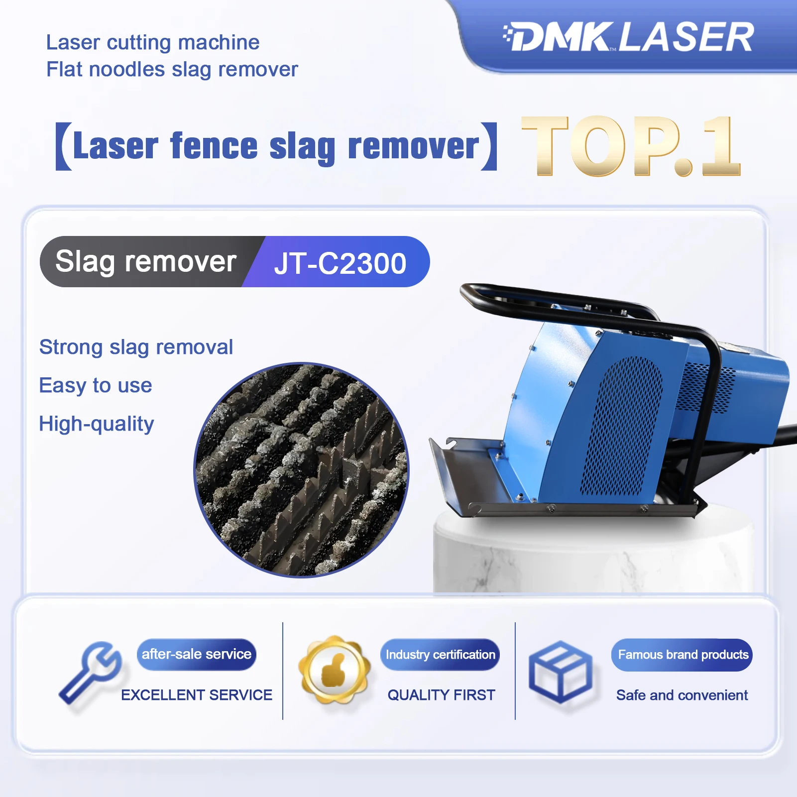 DMK JT-C2300 Laser Slat Slag Removal Tool 220V Single-phase Slat Rack Deslagging Machine For Laser Cutting Machine Table Clean