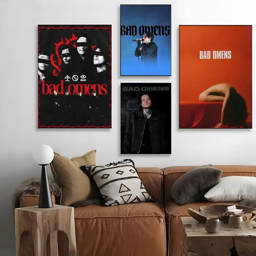 B-Bad Omens Poster Self-adhesive Art Waterproof Paper Sticker Coffee House Bar Room Wall Decor