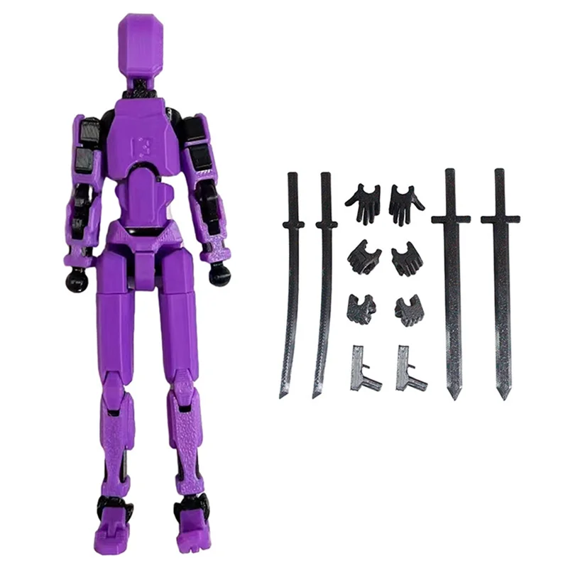 

WOWFU-Multi-Jointed Movable Robot 3D Printed Mannequin Dummy Action Figures Game Kid Adult Decompression Tools Durable ,Purple