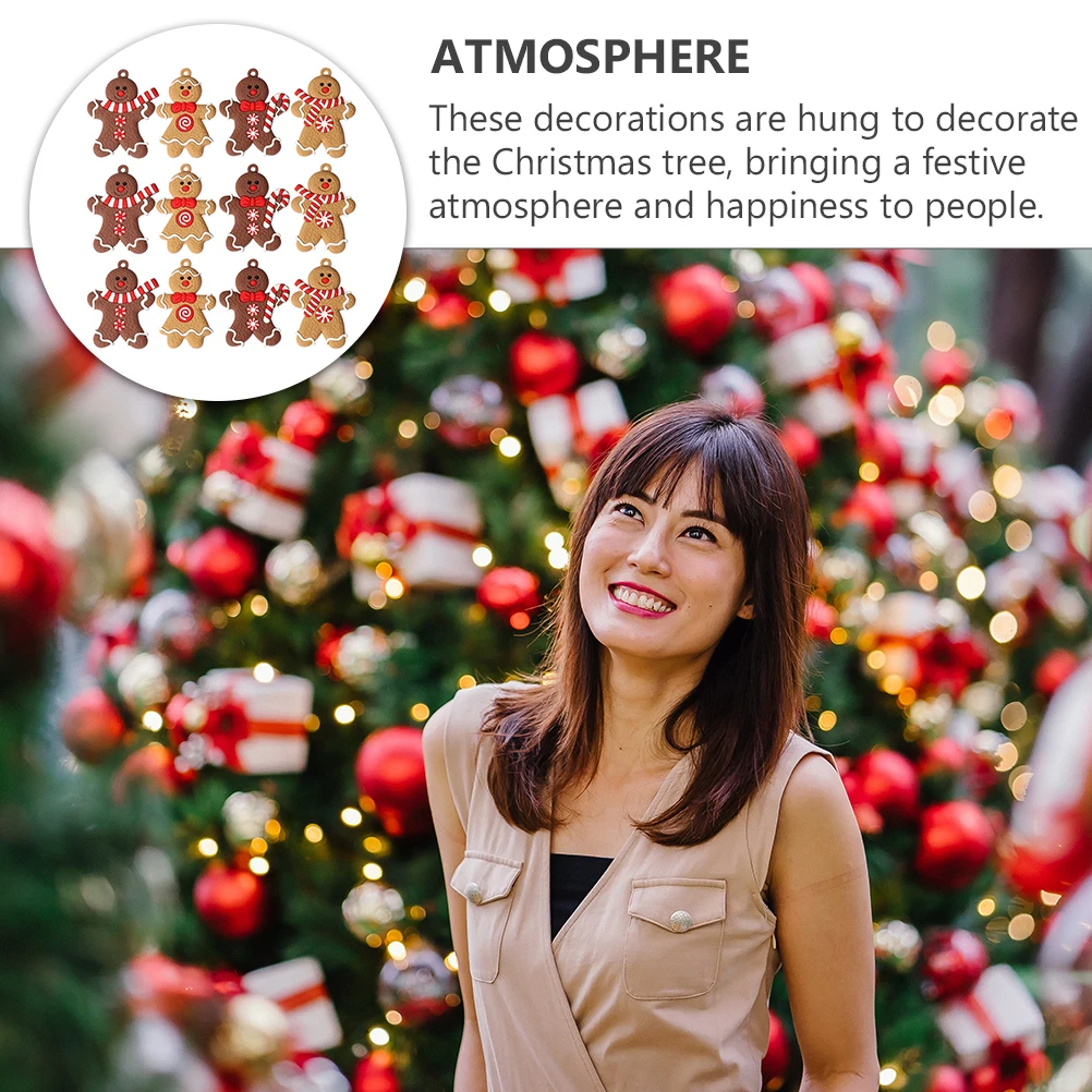 

24Pcs Hanging Gingerbread Man Christmas Ornaments Colorful Christmas Tree Decor Xmas Party Decoration Hanging Gingerbread Man