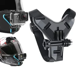 Helmet Strap Mount For Gopro Hero 12 11 10 9 8 7 6 5 4 Motorcycle Yi Action Sports Camera Mount Full Face Holder Accessories