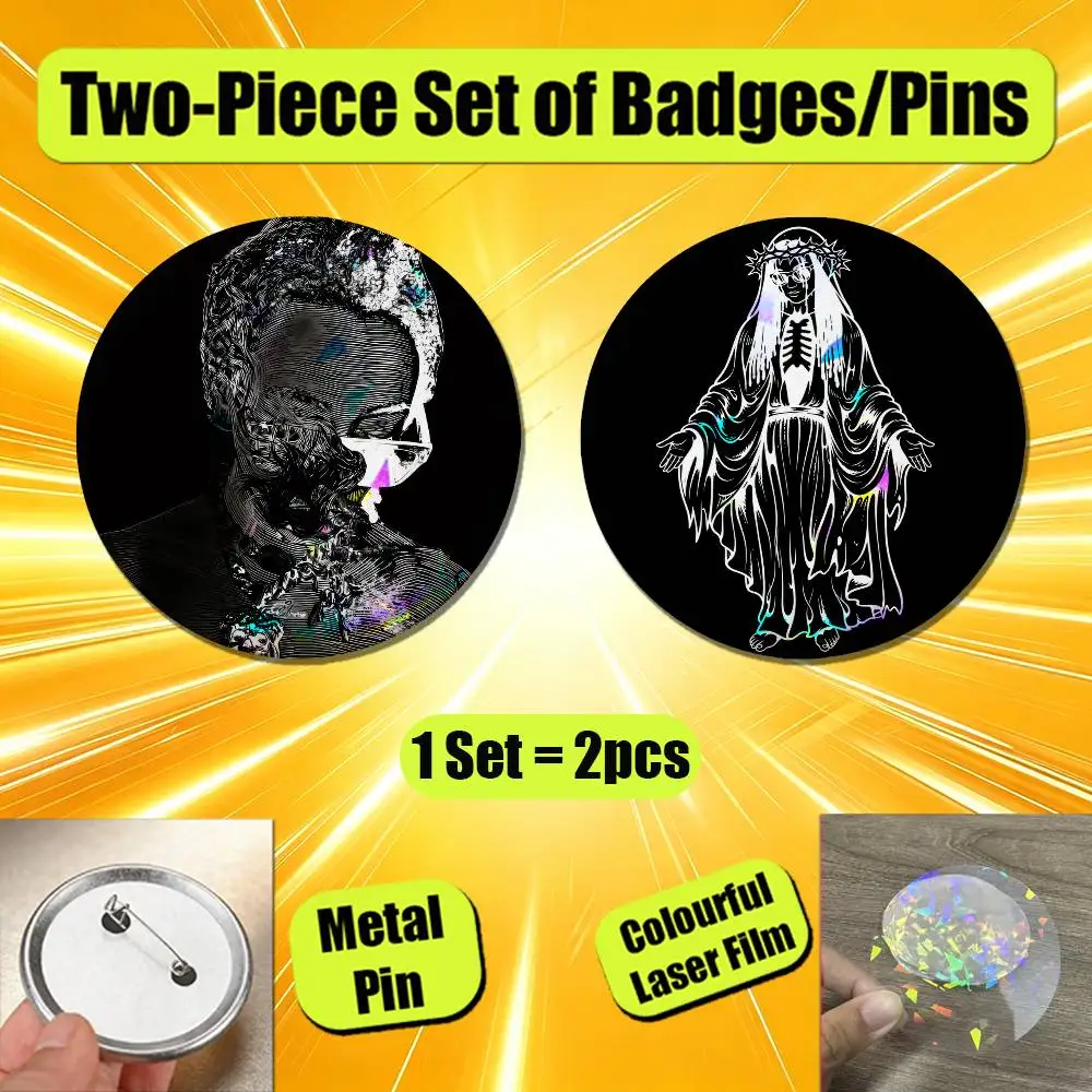 For Che Rest In Bass Sayso Says Empty Clip Fully Loaded Enamel Pin Badge Set 2PCS Round Button Brooch Backpack Ita Bag Pins