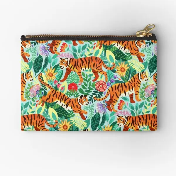 

Thriving Tiger Tangle Funky Flora Zipper Pouches Cosmetic Pocket Small Underwear Coin Pure Storage Women Bag Panties Wallet